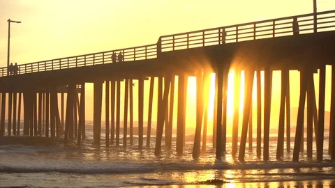 Pier slo motion sunset Video stock 77558342