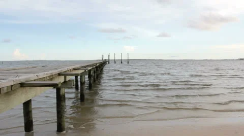 Pier with small waves Stock Footage 25332739
