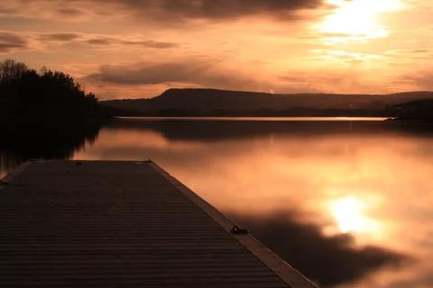 Pier with sunset background - Fornebu Foto stock