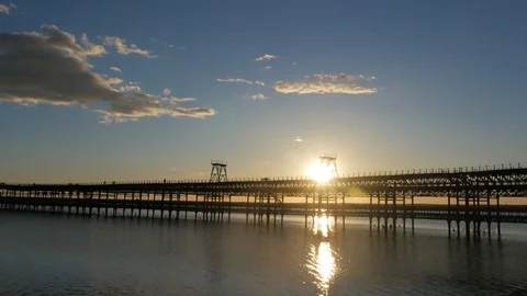 Pier in the sunset. The clouds Stock Footage 86689292
