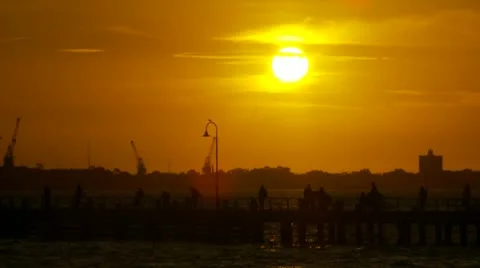 Pier Sunset Stockbeeldmateriaal 10767793