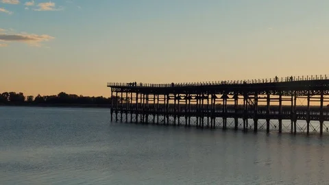Pier in the sunset Stock Footage 86689339