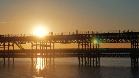 Pier in the sunset Stock Footage 86784299