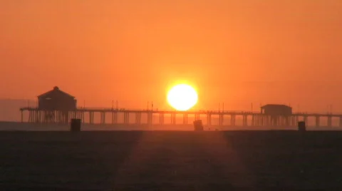 Pier sunset HB Stock Footage 724811