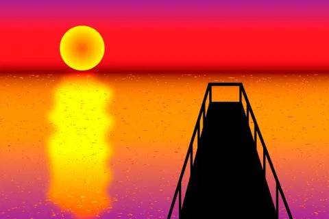 Pier at sunset Stock Illustration