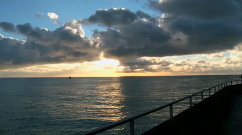 The Pier Sunset in Normandy 2 Video stock 57530684