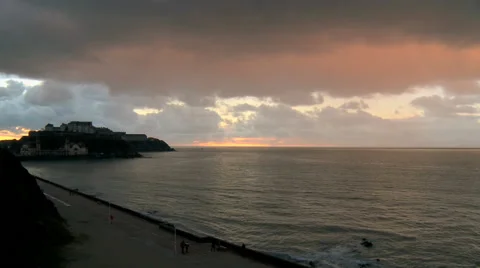 The Pier Sunset in Normandy 3 Stock Footage 57565481