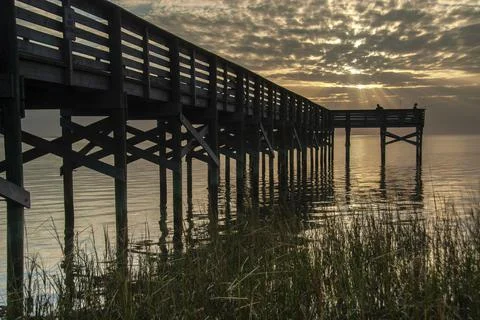 Pier at sunset Foto stock