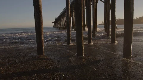Pier at Sunset in Slow Motion Stock Footage 85907811