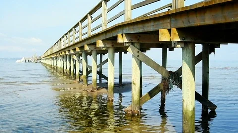 Pier underside Stock Footage 90245877