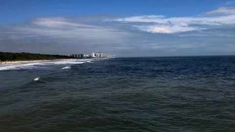 Pier view of the surf and beach 2 Myrtle Beach South Carolina Stock Footage 89735281