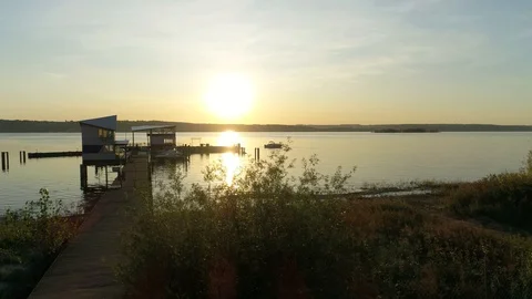Pier on the Volga River in Summer Stock Footage 129059750