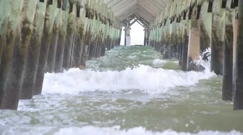 Pier Waves Stock Footage 41064286
