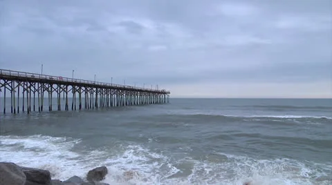 Pier with waves, static Stock Footage 24450815