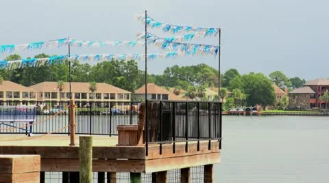 Pier with waving streamers.mp4 库存影片 11352654