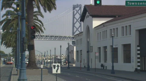 Pier38BayBridge multi Stock Footage 447515