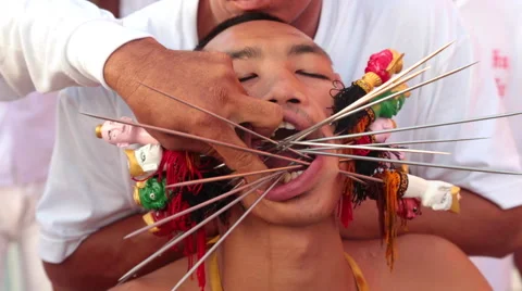 PIERCING RELIGION RITUAL SELF SACRIFICE FAITH SUFFERING Stock Footage 42708264