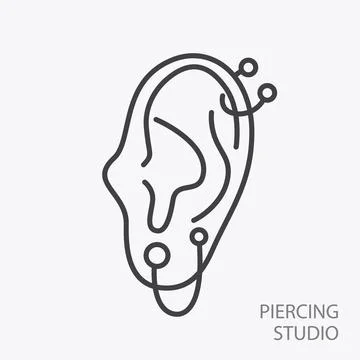 Piercing Studio Logo Earrings. Pierced Ear Icon Stock Illustration