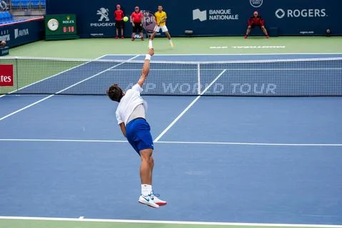 Pierre-Hugues Herbert, practicing during the Roger Cup Stock Photos