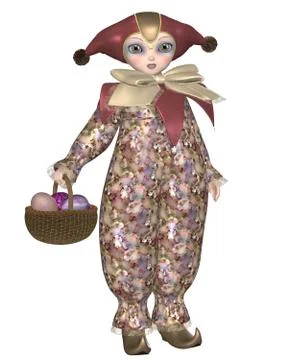 Pierrot Clown Doll with Easter Eggs Stock-Illustration