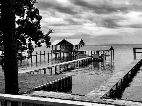 Piers on the bay Stock Photos