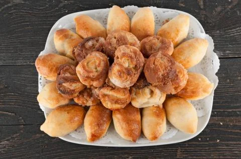 Pies with cabbage Stock Photos