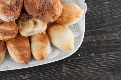 Pies with cabbage Stock Photos