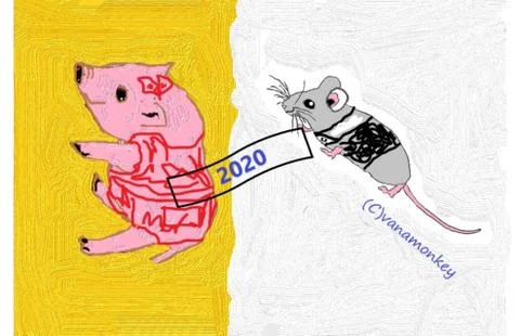 Pig and mouse 库存插图