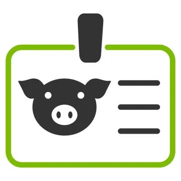 Pig Badge Flat Vector Icon Stock Illustration