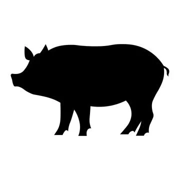 Pig black vector icon on white background Stock Illustration