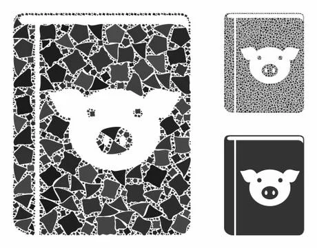 Pig book Composition Icon of Unequal Items Illustrazione stock