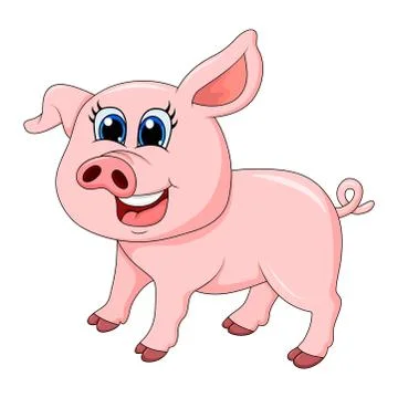 Pig cartoon character vector design isolated on white background Illustrazione stock