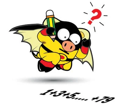 Pig cartoon with math 스톡 일러스트