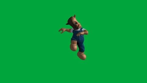 Pig Character, Running (Front): Loop + Matte Video stock 85516536
