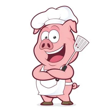 Pig chef holding a spatula Stock Illustration