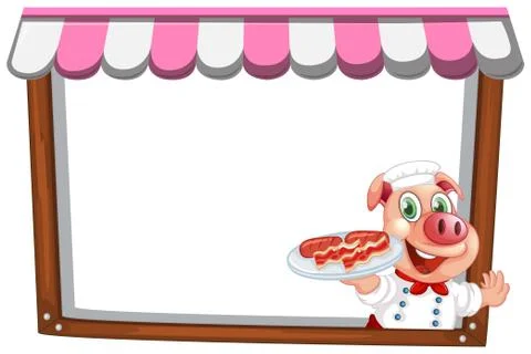 A pig chef note template イラスト素材