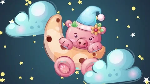Pig . Children's sleep background Vidéo 132131648