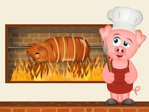 Pig cooking pork Stock Illustration