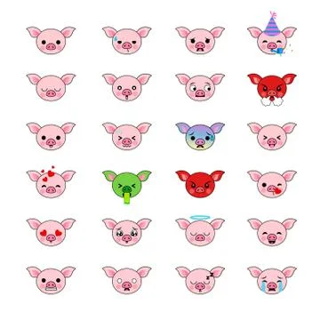 Pig Emoticons Stock Illustration