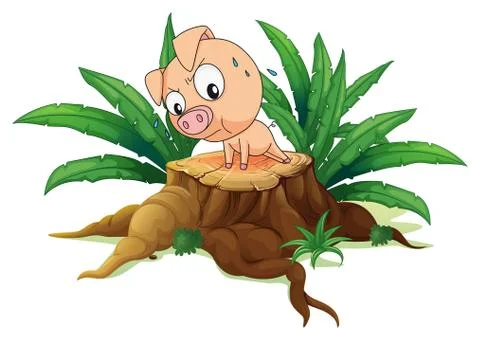 A pig exercising above a tree Stock Illustration