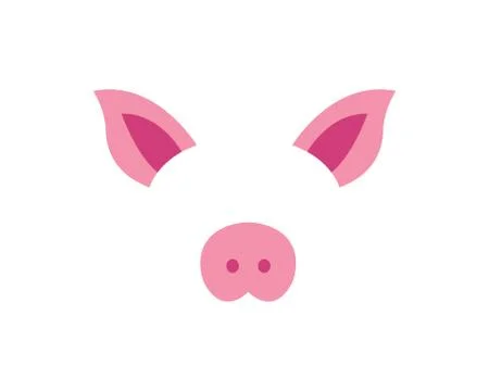 Pig face elements set. Vector illustration. Animal character ears and nose. V Stock Illustration