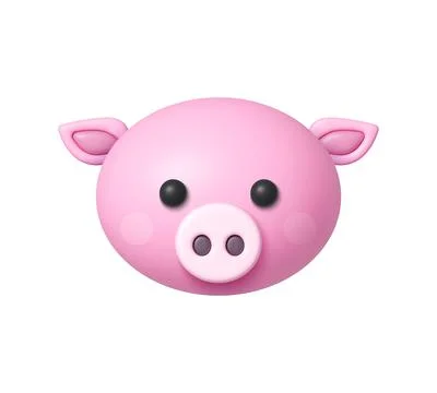 Pig face icon 3d on white background. Vector graphic illustration Stock Illustration