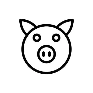 Pig Face Icon for Animal Themes, Farm Illustrations, and Cute Graphics Stock Illustration
