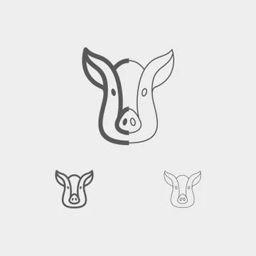 Pig face icon thin line for web Stock Illustration