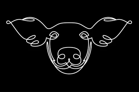 Pig Face. Linear line style. Endless line. Logo, sign, icon. Vector illustrat Illustrazione stock