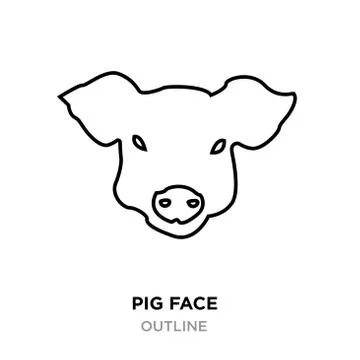 Pig face outline on white background, vector illustration Stock Illustration