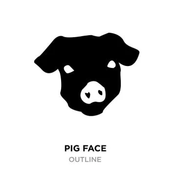 Pig face silhouette on white background, vector illustration Stock Illustration