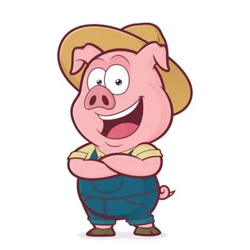 Pig farmer with folded hands Stock Illustration
