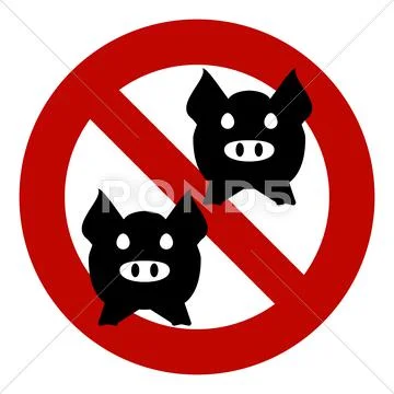 Pig. Free from pigs. A strike of farmers. The prohibition of pork meat Stock Illustrationen