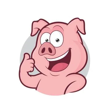 Pig giving thumbs up in round frame Stock Illustration
